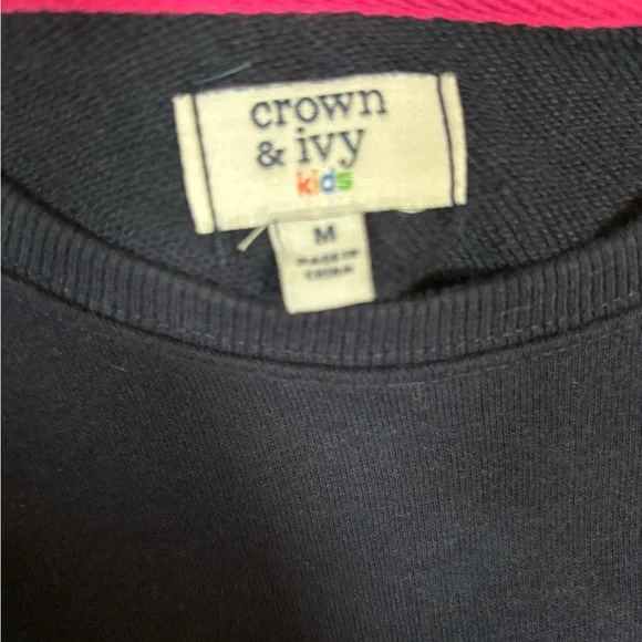 Crown & Ivy Kids Navy Sequin Star Sweatshirt Size M - Picture 2 of 8